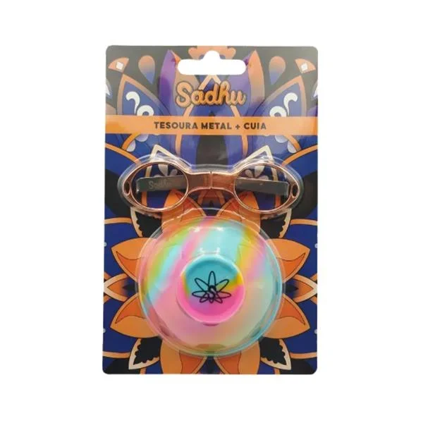 KIT SADHU TESOURA DOBRAVEL METAL + CUIA SILICONE