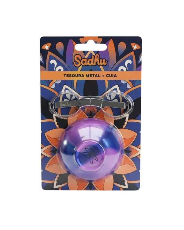 KIT SADHU TESOURA DOBRAVEL METAL + CUIA SILICONE