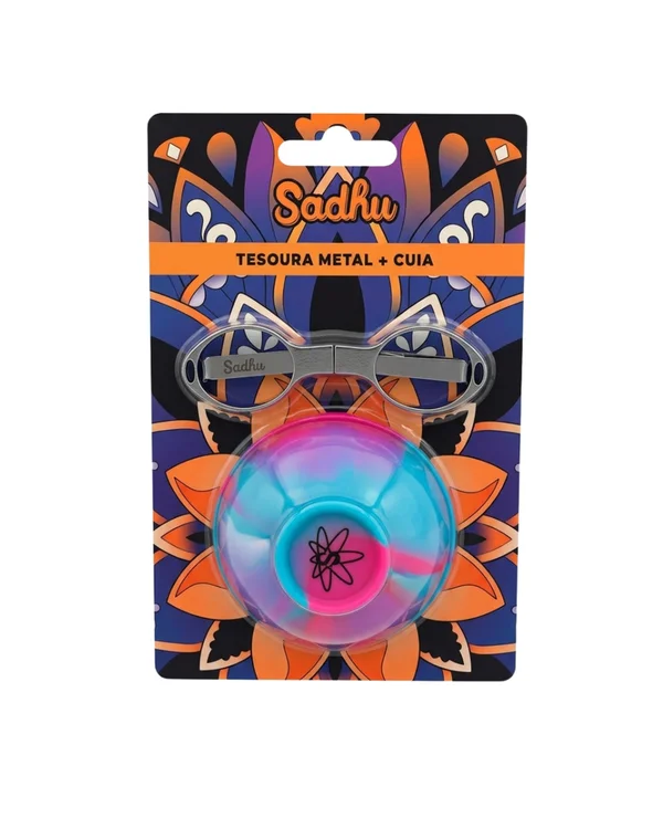KIT SADHU TESOURA DOBRAVEL METAL + CUIA SILICONE