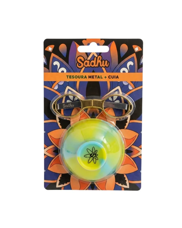 KIT SADHU TESOURA DOBRAVEL METAL + CUIA SILICONE