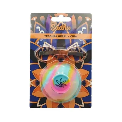 KIT SADHU TESOURA DOBRAVEL METAL + CUIA SILICONE