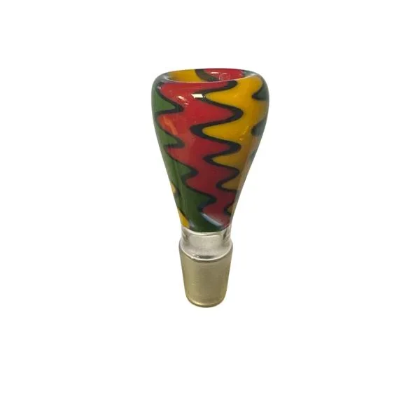 BOWL DE VIDRO ZIGZAG AMARELO/VERMELHO/VERDE 18MM.