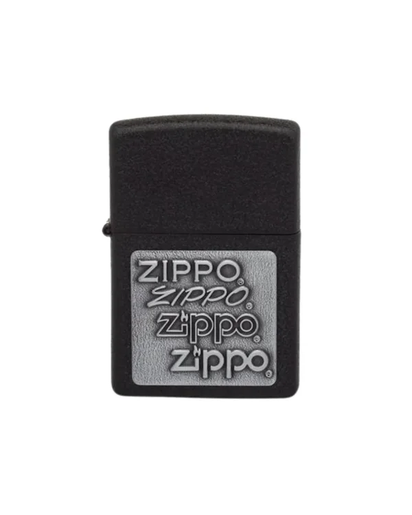 ZIPPO BLACK CRACKLE SILVER LOGO*