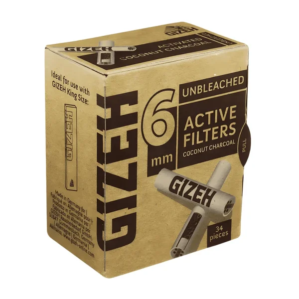 FILTRO CARVAO ATIVADO GIZEH 6MM BROWN 34UN