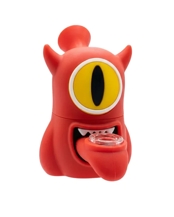 BONG DE SILICONE MONSTER VERMELHO 10CM - FORNILHO