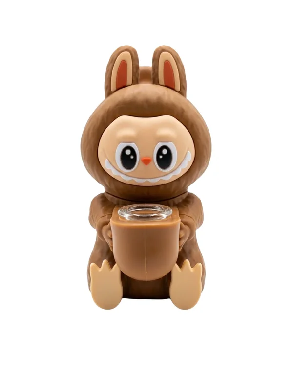 BONG DE SILICONE LABUBU MARROM 15CM - FORNILHO