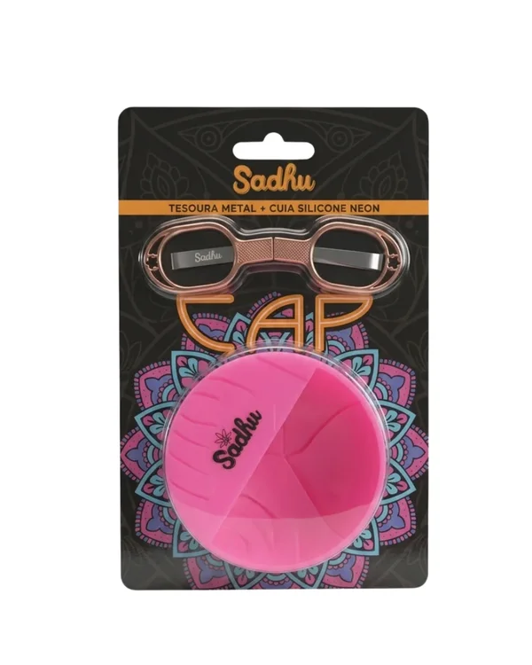KIT SADHU CAP TESOURA DOBRAVEL METAL + CUIA SILICONE