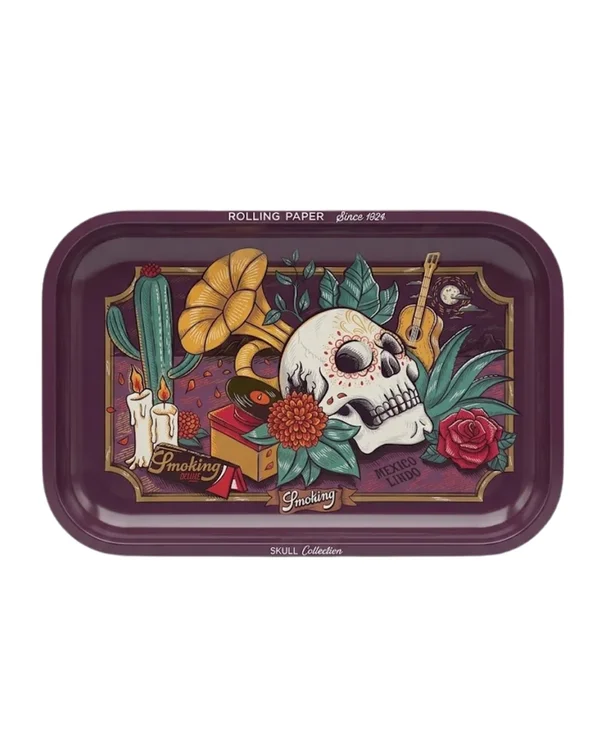 BANDEJA MEDIA SMOKING SKULL MARROM